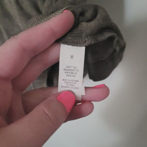 Aerie Real Soft Ribbed Snap Front Tank in Brown Green Size Medium - Picture 5 of 6